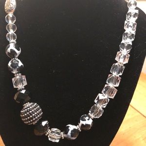 Clear, white & black necklace